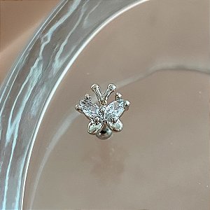 PIERCING CARTILAGEM BORBOLETA ZIRCÔNIAS 6MM HASTE AÇO 316L FOLHEADO A RÓDIO SEMIJOIA PARA ATUALIZAÇÃO⭐️