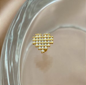 PIERCING CARTILAGEM CORAÇÃO ZIRCÔNIAS 6MM HASTE AÇO 316L FOLHEADO A OURO 18K SEMIJOIA PARA ATUALIZAÇÃO⭐️