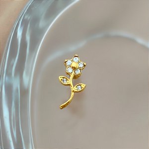 PIERCING CARTILAGEM FLOR COMPLETA ZIRCÔNIAS 6MM HASTE AÇO 316L FOLHEADO A OURO 18K SEMIJOIA PARA ATUALIZAÇÃO⭐️