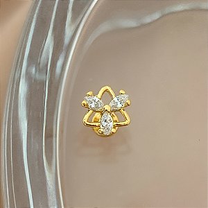 PIERCING TRÁGUS / CARTILAGEM DESENHO TRIÂNGULO ZIRCÔNIAS 6MM HASTE AÇO 316L FOLHEADO A OURO 18K SEMIJOIA PARA ATUALIZAÇÃO⭐️