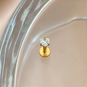 PIERCING TRÁGUS / CARTILAGEM PONTO DE LUZ CORAÇÃO 8MM HASTE AÇO 316L FOLHEADO A OURO 18K SEMIJOIA PARA ATUALIZAÇÃO⭐️
