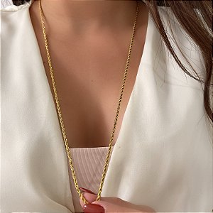 COLAR LONGO CORDÃO BAIANO 60CM DOURADO AÇO 316L⭐️
