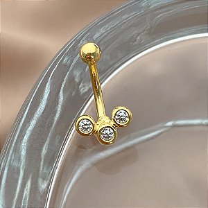 PIERCING ÍNTIMO TRIO BOLINHAS ZIRCÔNIAS 8MM AÇO 316L FOLHEADO A OURO 18K SEMIJOIA PARA ATUALIZAÇÃO⭐️