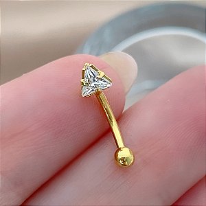 PIERCING ÍNTIMO TRIÂNGULO ZIRCÔNIA 8MM AÇO 316L FOLHEADO A OURO 18K SEMIJOIA PARA ATUALIZAÇÃO⭐️