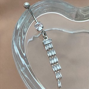 PIERCING UMBIGO HASTE AÇO 316L FRNJAS ZIRCÔNIAS 10MM FOLHEADO A RÓDIO SEMIJOIA PARA ATUALIZAÇÃO⭐️