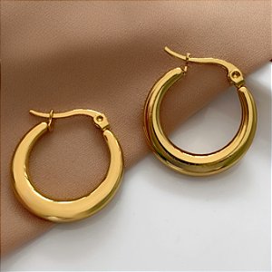 BRINCO ARGOLA CLÁSSICA FECHO ITALIANO DOURADO AÇO 316L⭐️