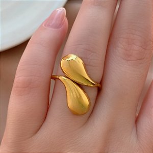 ANEL REGULÁVEL GOTAS DOURADO AÇO 316L⭐️
