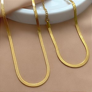 COLAR E PULSEIRA KIT FITA FINA P DOURADO AÇO 316L⭐️