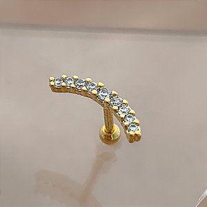 PIERCING CARTILAGEM FILEIRA ZIRCÔNIAS CURVADA 7MM HASTE AÇO 316L FOLHEADO A OURO 18K SEMIJOIA PARA ATUALIZAÇÃO⭐️