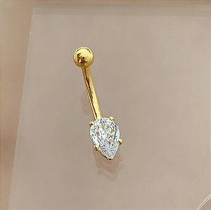 PIERCING ÍNTIMO GOTA ZIRCÔNIA 9MM AÇO 316L FOLHEADO A OURO 18K SEMIJOIA PARA ATUALIZAÇÃO⭐️