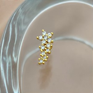PIERCING CARTILAGEM FLORES ZIRCÔNIAS P 6MM HASTE AÇO 316L FOLHEADO A OURO 18K SEMIJOIA PARA ATUALIZAÇÃO⭐️