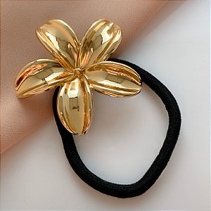 ELÁSTICO FLOR LÍRIO METAL DOURADO