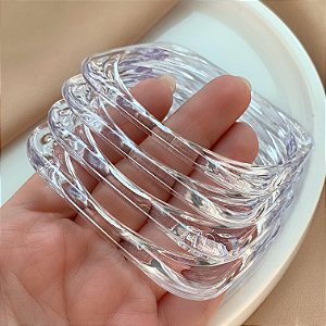 PULSEIRA KIT DE ACRÍLICO TRANSPARENTE QUADRADA BIJU