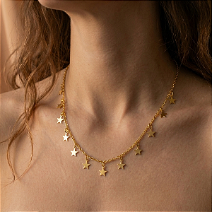 COLAR MINI ESTRELAS FOLHEADO A OURO 18K SEMIJOIA⭐