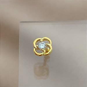 PIERCING CARTILAGEM FLOR BOTÃO ZIRCÔNIA 7MM HASTE AÇO 316L FOLHEADO A OURO 18K SEMIJOIA PARA ATUALIZAÇÃO⭐️