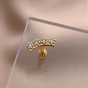 PIERCING CARTILAGEM DETALHES MICRO ZIRCÔNIA 6MM HASTE AÇO 316L FOLHEADO A OURO 18K SEMIJOIA PARA ATUALIZAÇÃO⭐️