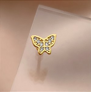 PIERCING CARTILAGEM BORBOLETA ZIRCÔNIAS 6MM HASTE AÇO 316L FOLHEADO A OURO 18K SEMIJOIA PARA ATUALIZAÇÃO⭐️