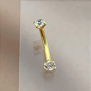 PIERCING BANANA PEDRAS ZIRCÔNIAS 10MM HASTE AÇO 316L FOLHEADO A OURO 18K SEMIJOIA PARA ATUALIZAÇÃO⭐️