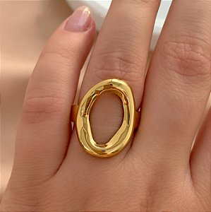 ANEL REGULÁVEL ORGÂNICO VAZADO DOURADO AÇO 316L⭐️