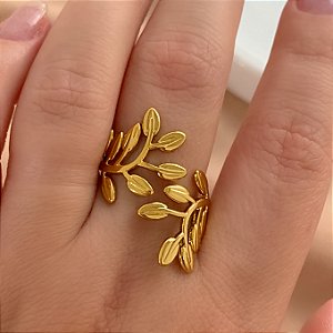ANEL REGULÁVEL RAMINHOS DOURADO AÇO 316L⭐️