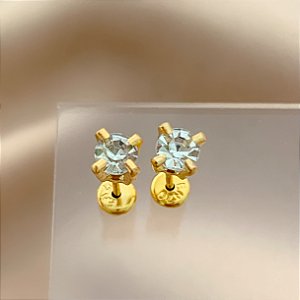 BRINCO PONTO DE LUZ ZIRCÔNIA TARRAXA BABY FOLHEADO A OURO 18K⭐