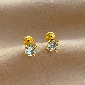 BRINCO PONTO DE LUZ ZIRCÔNIA TARRAXA BABY FOLHEADO A OURO 18K⭐
