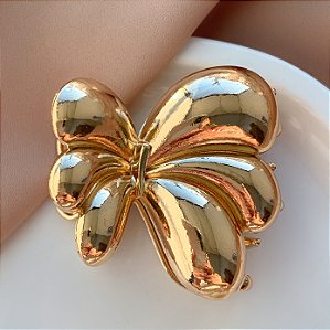 PRESILHA BORBOLETA ASA BOLEADA DOURADO