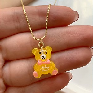 COLAR INFANTIL URSINHO COLOR FOLHEADO A OURO⭐️