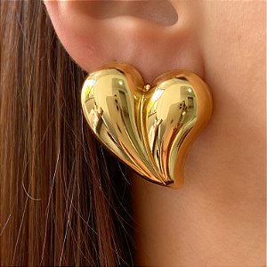 BRINCO CORAÇÃO GOTA  DOURADO AÇO 316L⭐️