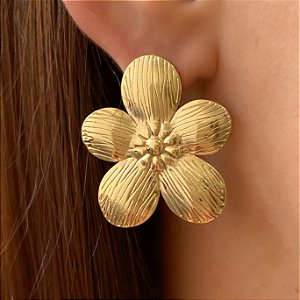 BRINCO FLOR CLÁSSICA DOURADO AÇO 316L⭐️