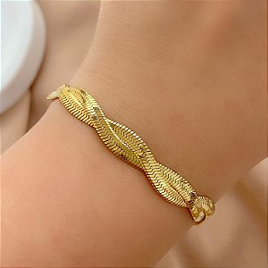 PULSEIRA FITA FINA CRUZADA DOURADO AÇO 316L⭐️