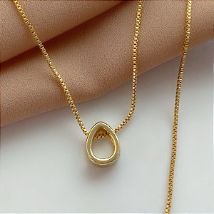 COLAR PINGENTE GOTA FOLHEADO A OURO 18K⭐️