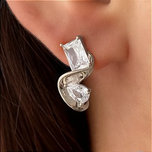 BRINCO FIO ONDA PEDRAS ZIRCÔNIAS FORMATOS BIJU