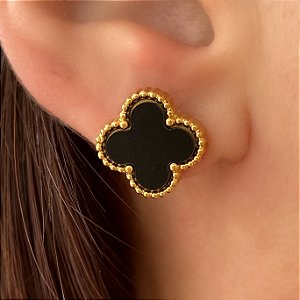 BRINCO TREVO RESINADO DOURADO AÇO 316L⭐️