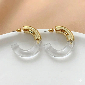 BRINCO ARGOLA GROSSA RESINA BIJU