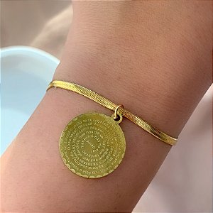 PULSEIRA FITA FINA PAI NOSSO DOURADO AÇO 316L⭐️