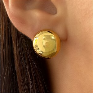 BRINCO BOTÃO LISO P DOURADO AÇO 316L⭐️