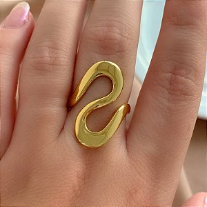 ANEL REGULÁVEL DESENHO CURVADO DOURADO AÇO 316L⭐️