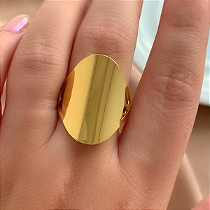 ANEL REGULÁVEL CÍRCULO LISO DOURADO AÇO 316L⭐️
