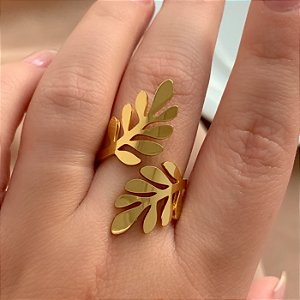 ANEL REGULÁVEL RAMINHOS LISOS DOURADO AÇO 316L⭐️