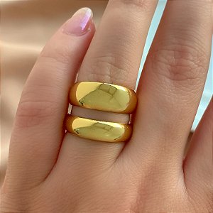 ANEL REGULÁVEL FIO DUPLO BOLEADO DOURADO AÇO 316L⭐️