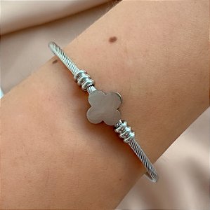 PULSEIRA FIOS TORCIDOS TREVO LISO AÇO 316L⭐️