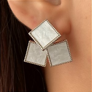 BRINCO TRIO QUADRADINHOS RESINADOS BIJU