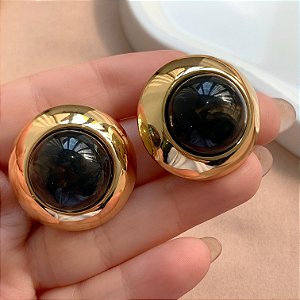 BRINCO ESFERA RESINDA MESCLADA BORDA LISA G2 DOURADO BIJU