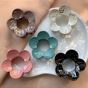 PRESILHA FLOR CORES SÓLIDAS DESENHOS DOURADOS