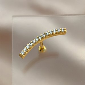 PIERCING CARTILAGEM/TRÁGUS FIO ZIRCÔNIAS 6MM HASTE AÇO 316L FOLHEADO A OURO 18K SEMIJOIA PARA ATUALIZAÇÃO⭐️