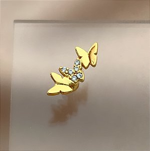 PIERCING CARTILAGEM/TRÁGUS BORBOLETAS LISAS E ZIRCÔNIAS 6MM HASTE AÇO 316L FOLHEADO A OURO 18K SEMIJOIA PARA ATUALIZAÇÃO⭐️