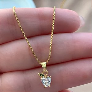 COLAR MAÇÃ ZIRCÔNIA FOLHEADO A OURO 18K⭐️