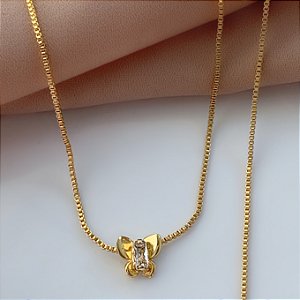 COLAR BORBOLETA MINI ZIRCÔNIA FOLHEADO A OURO 18K⭐️