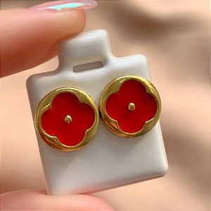 BRINCO TREVO RESINADO BORDA LISA DOURADO AÇO 316L⭐️